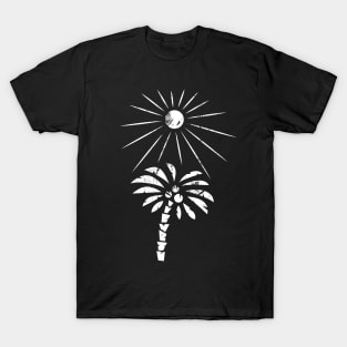 Palm Tree and Sun Minimal  Design T-Shirt